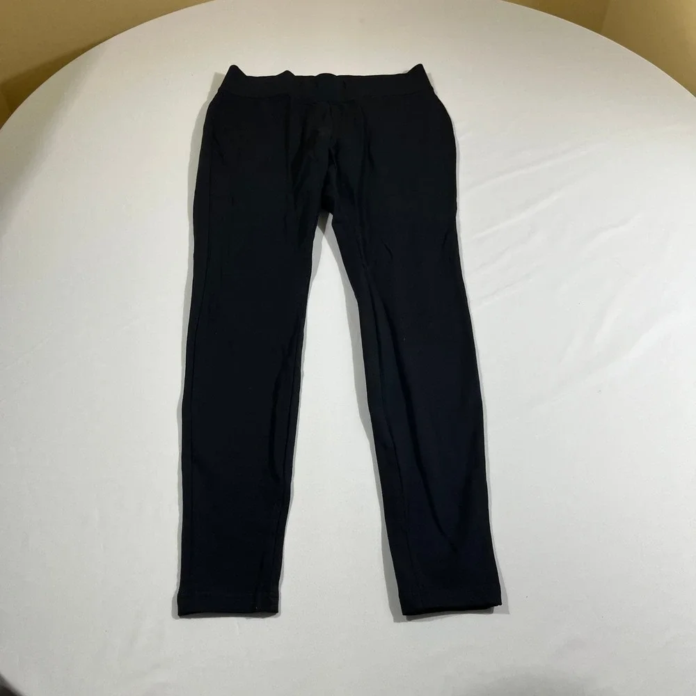 Lands' End Starfish Leggings Women S/T 6-8 Black Cotton Blend Mid Rise
